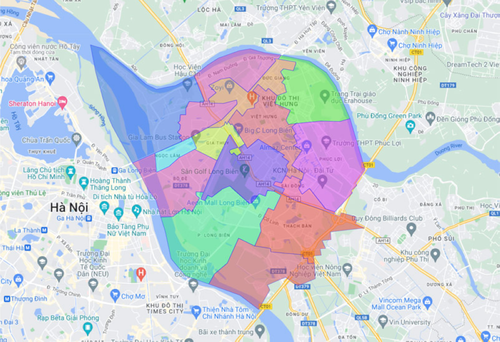 Map of Long Bien District 